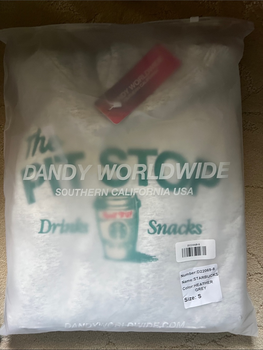 DANDY + STARBUCKS "Pit Stop" Hoodie in Heather Grey NWT Small - Picture 3 of 4